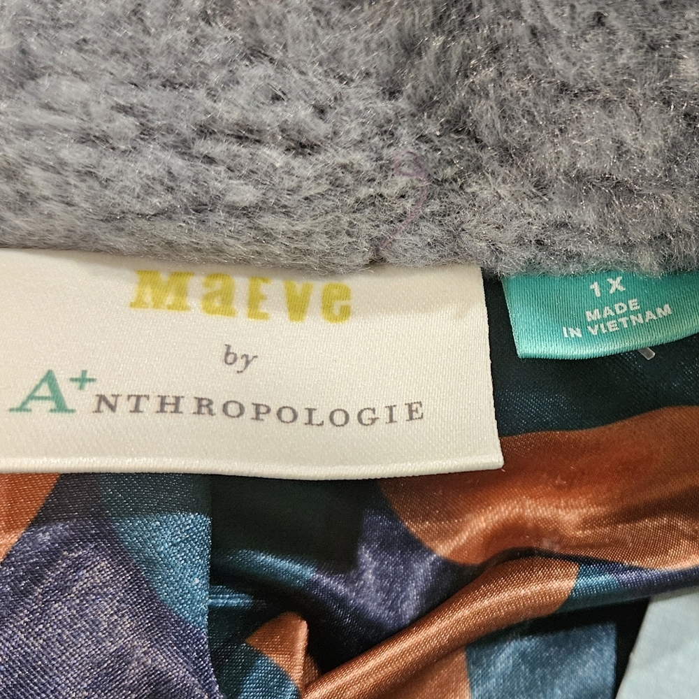 NWT Anthropologie Maeve Lisanne Faux Fur Teddy Bear Coat Jacket Fuzzy Blue 1X - Picture 9 of 11